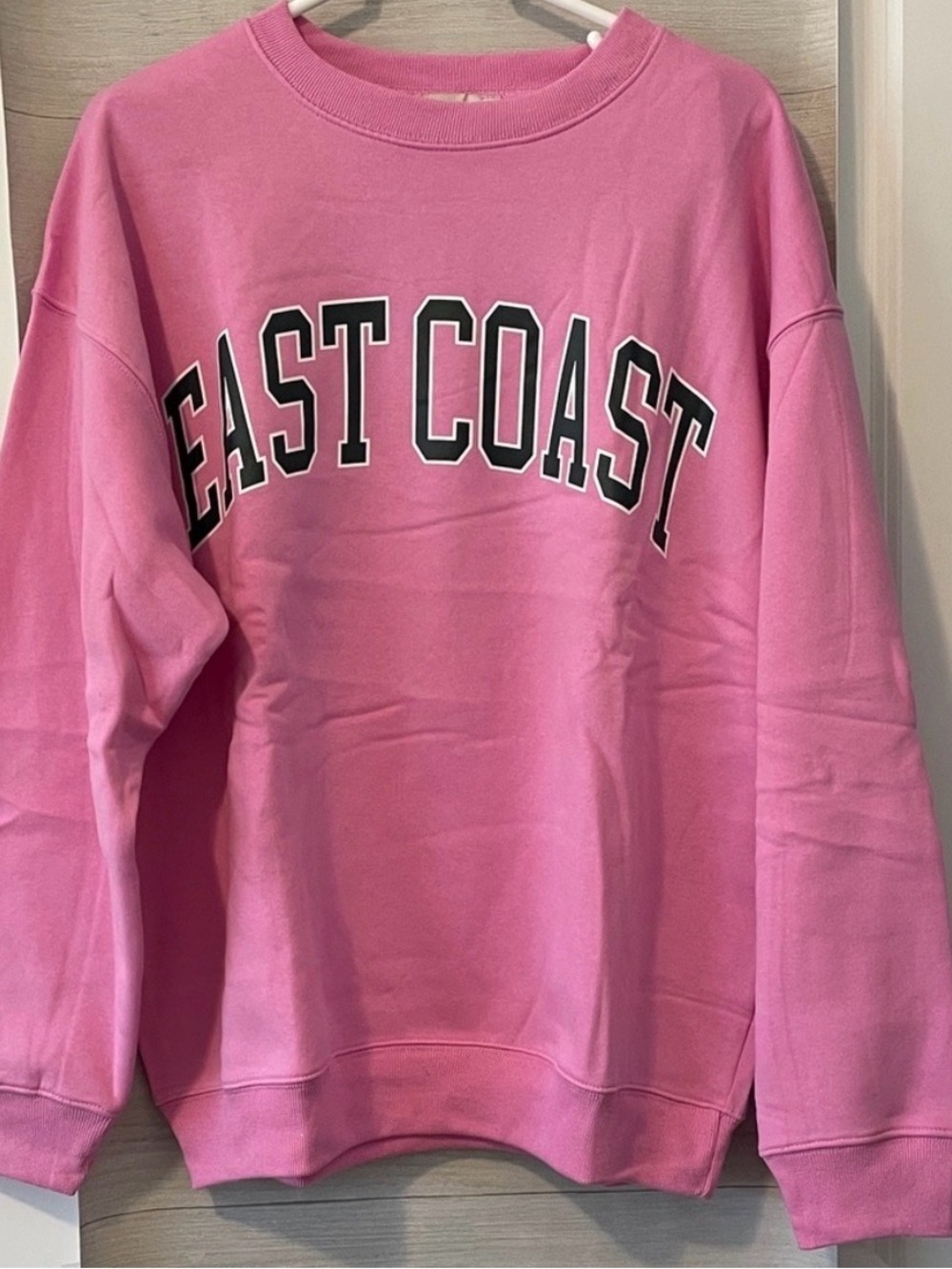 Zenana Outfitters Pink EAST COAST Crewneck Sweatshirt